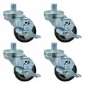 Bk Resources 3-inch Threaded Stem Casters, Polyurethane Wheels, Top Lock Brake, 300lb Capacity, 4PK 3SBR-6ST-PLY-PS4